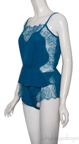 Blue Lace Trim Camisole Set