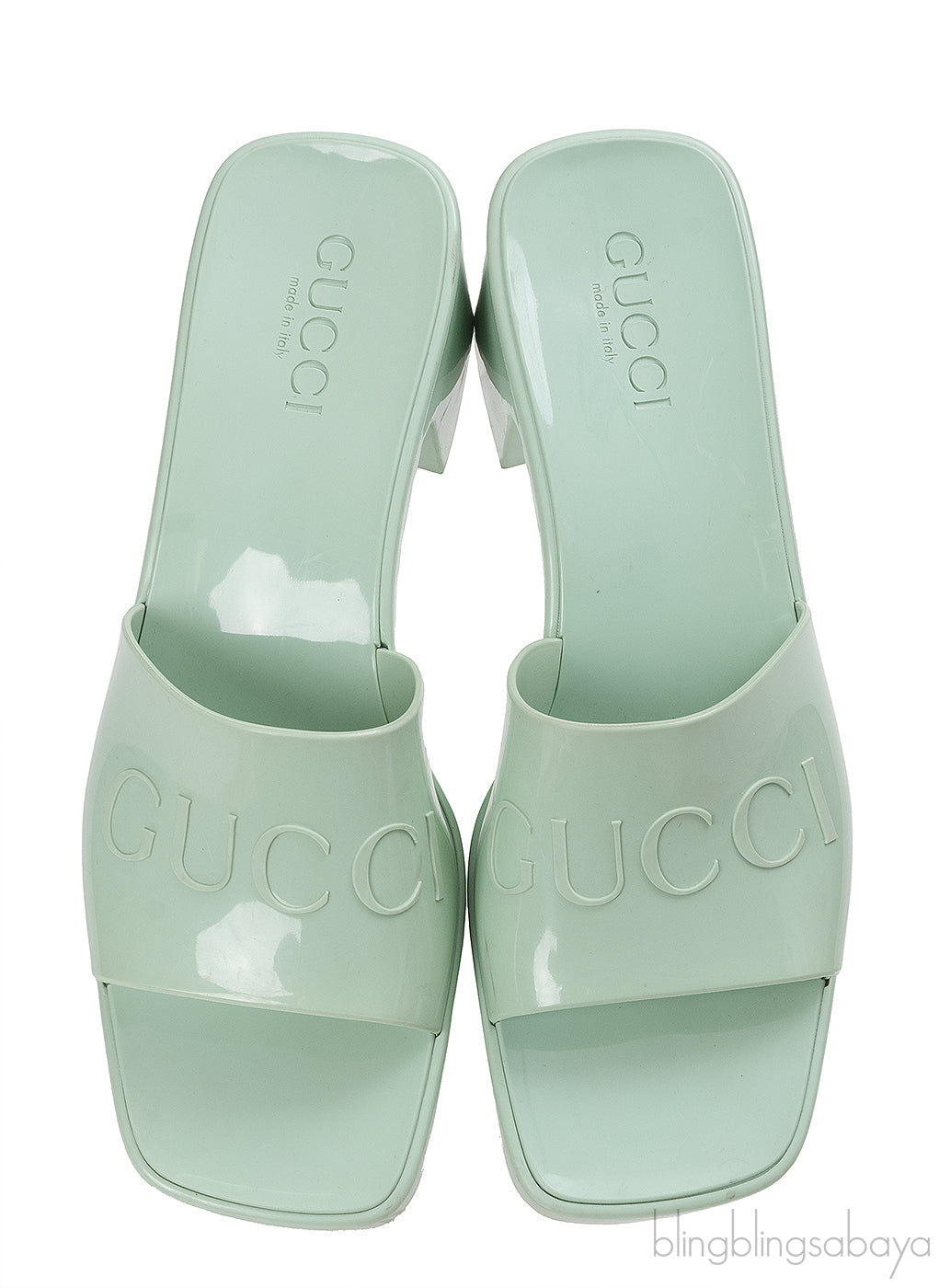 Gucci Rubber Slide Pastel Green Sandals