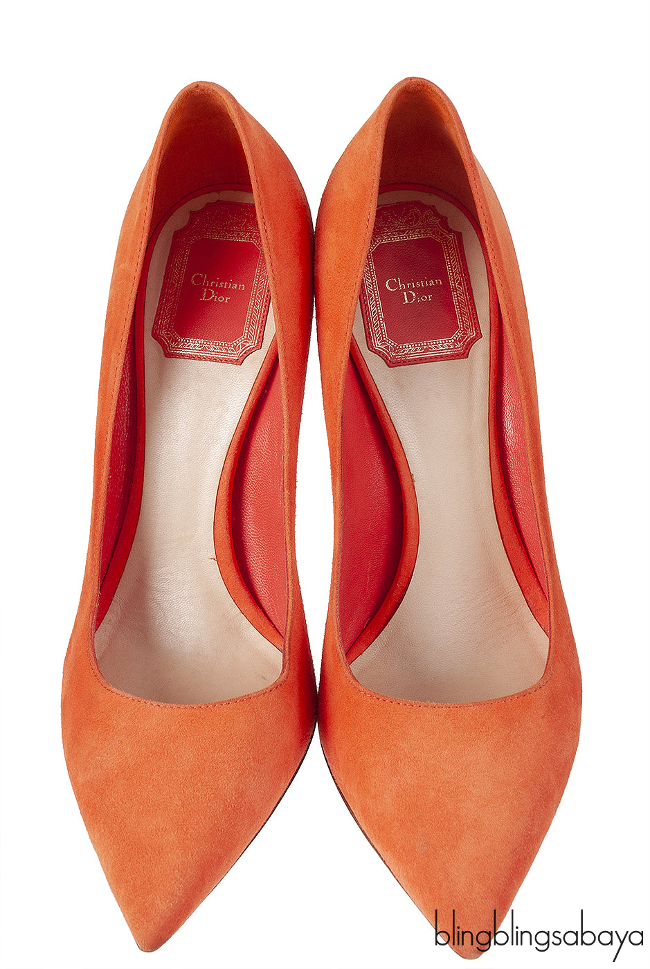 Christian Dior Orange Suede Pointed Heels