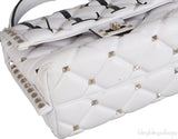 White Candystud Printed Top Handle Bag