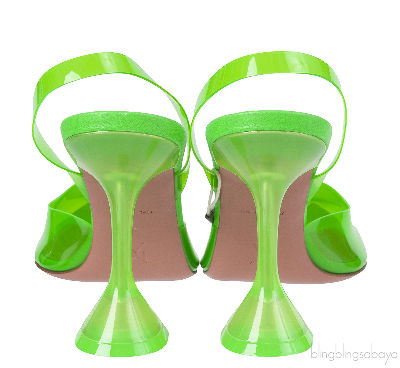 AMINA MUADDI Holli 95 PVC Glass Green Slingback Pumps
