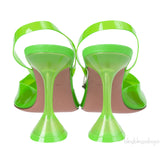 AMINA MUADDI Holli 95 PVC Glass Green Slingback Pumps