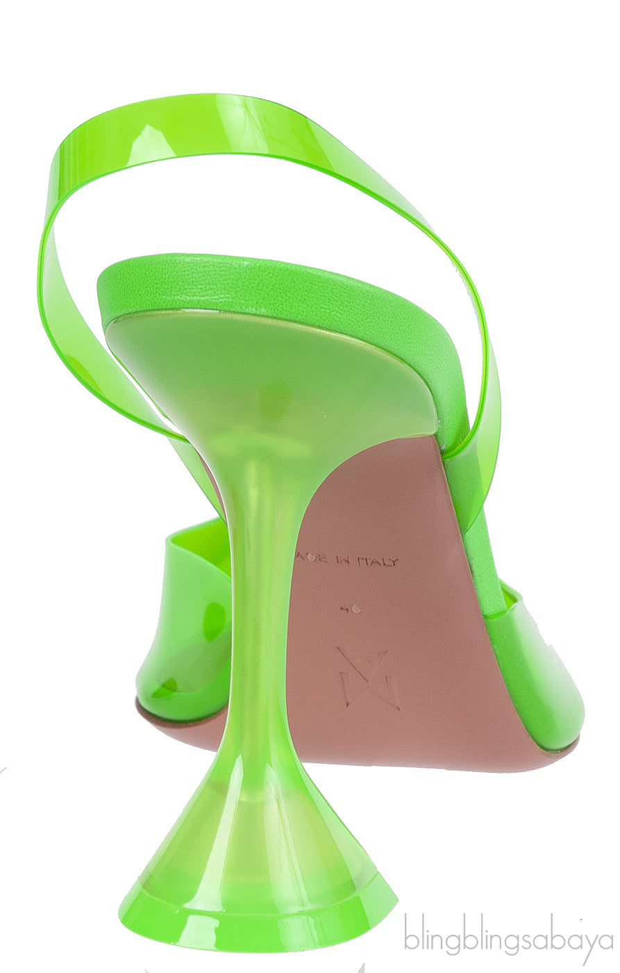 AMINA MUADDI Holli 95 PVC Glass Green Slingback Pumps