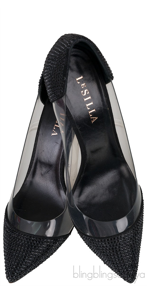 Black Crystal PVC Heels