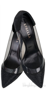 Black Crystal PVC Heels