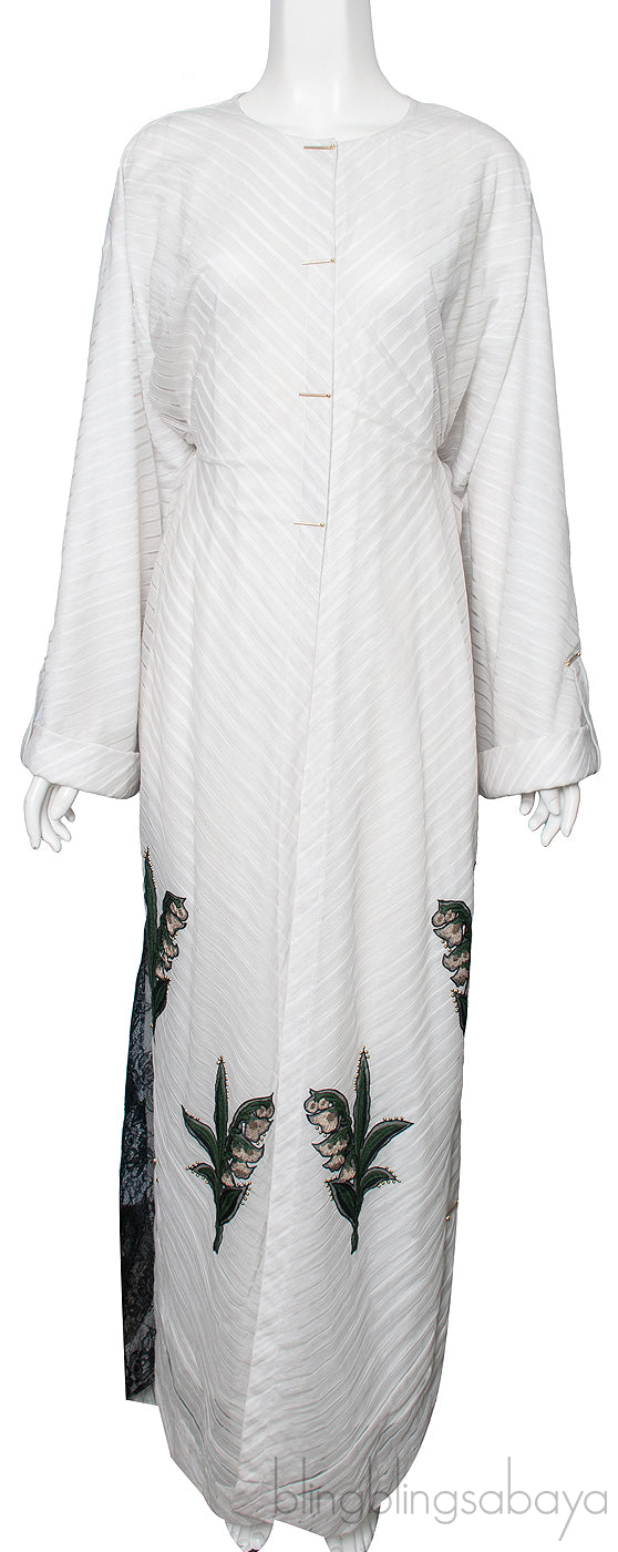 Off-white Floral Patch Abaya
