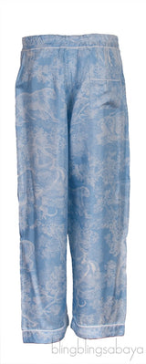 Dior Light Blue Toile De Jouy Motif Silk Trouser
