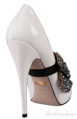 White Patent Elaisa Crystal Bow Pump
