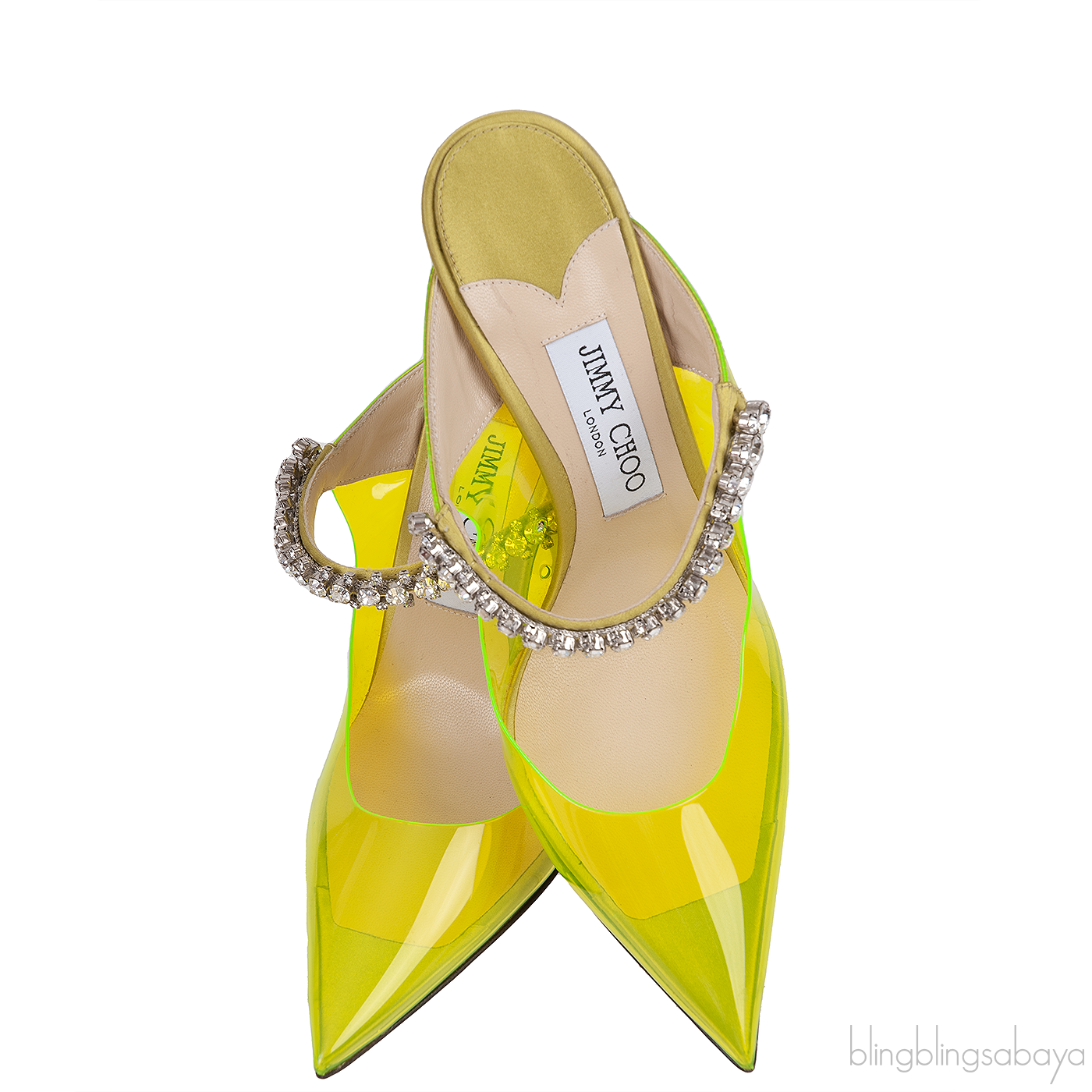 Jimmy Choo Bing Green PVC 100 mm Crystal