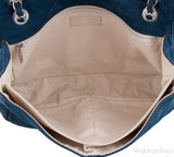 Blue Nubuck Quilted Flap Bag