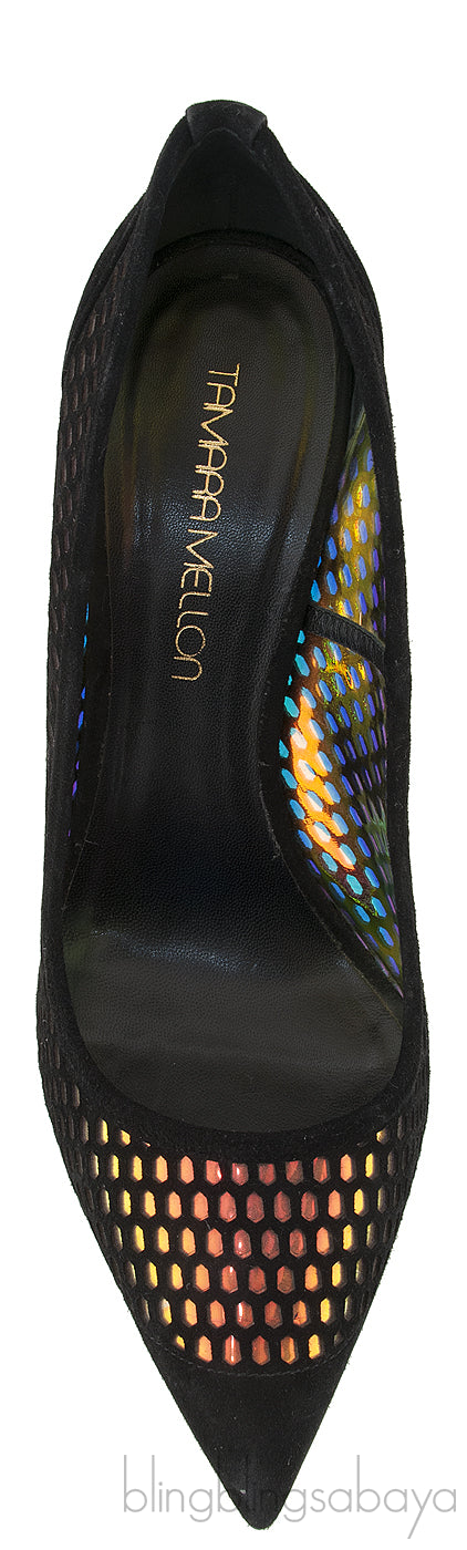 Metallic Gold Perforated Heels