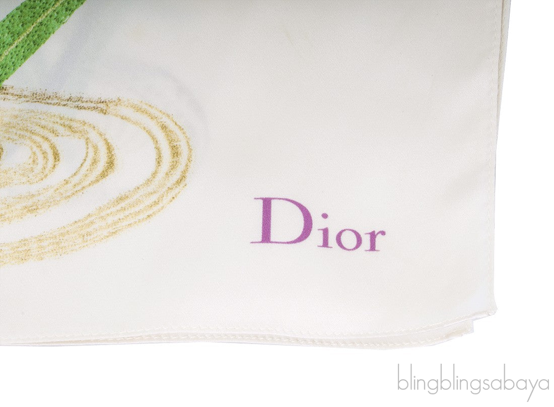 Ivory Floral Print Silk Scarf