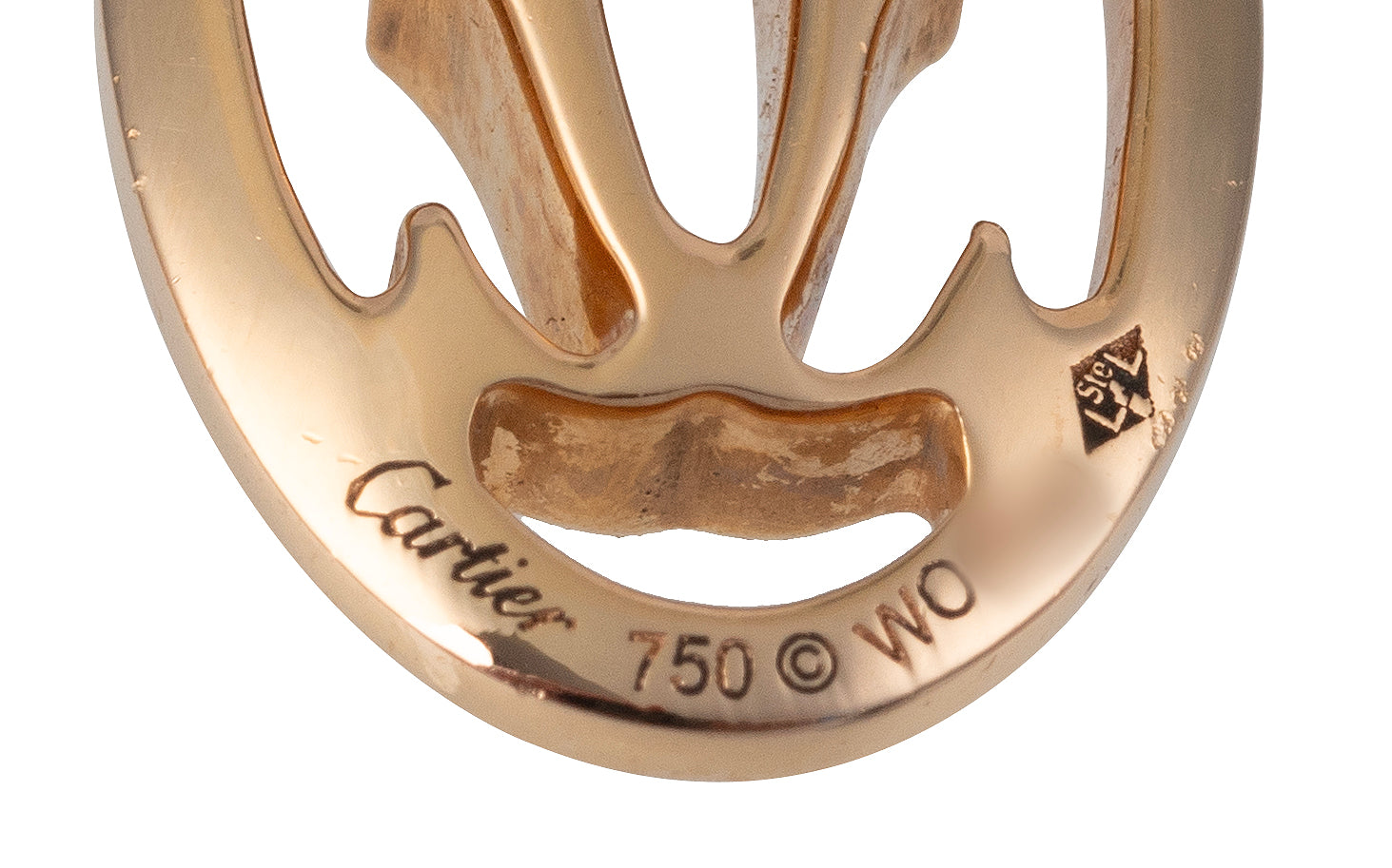 Cartier Logo Baignoire Diamond Pink Gold Earrings
