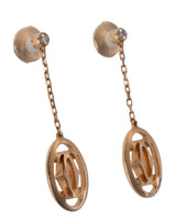 Cartier Logo Baignoire Diamond Pink Gold Earrings