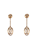 Cartier Logo Baignoire Diamond Pink Gold Earrings