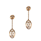 Cartier Logo Baignoire Diamond Pink Gold Earrings