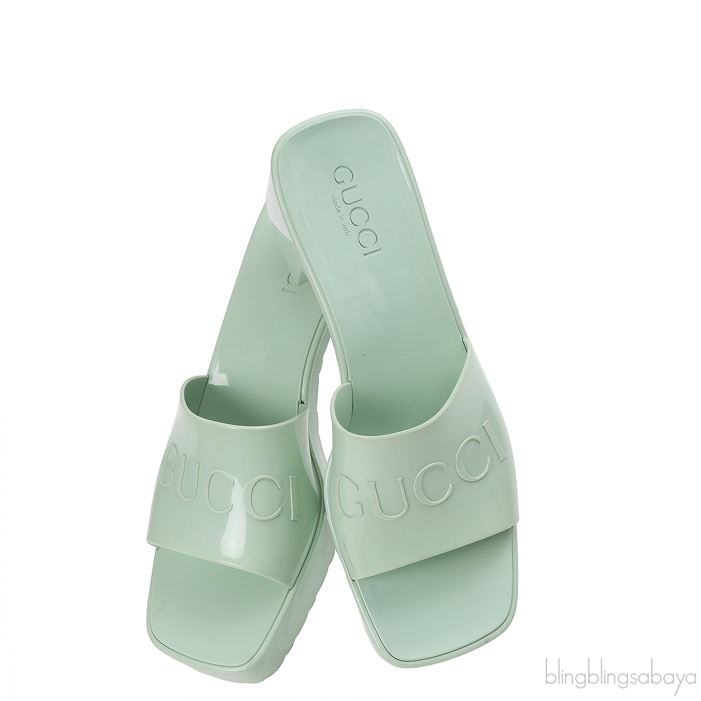 Gucci Rubber Slide Pastel Green Sandals