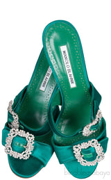 Emerald Jeweled Buckle Sandals