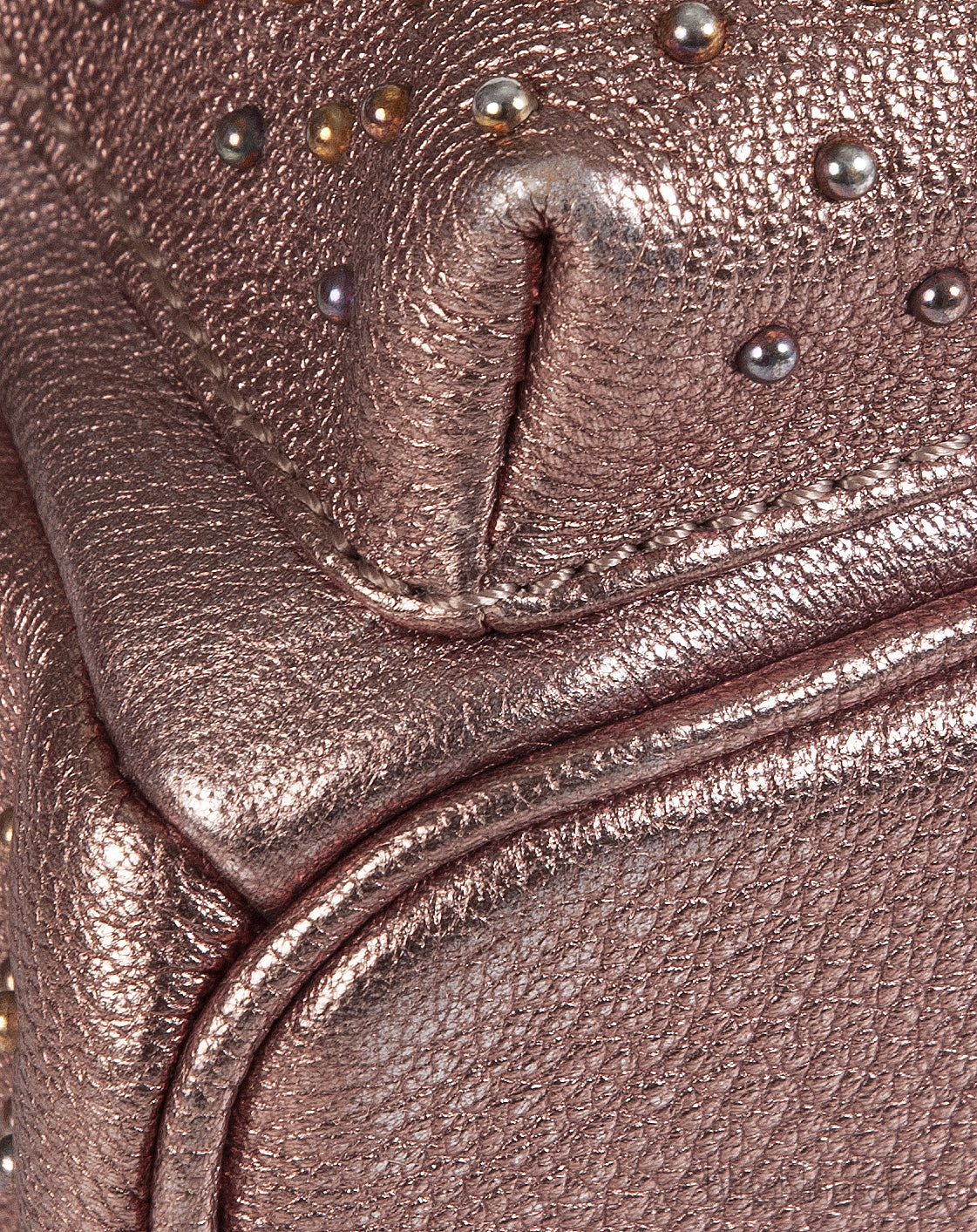 Metallic Leather Studded Mini Backpack