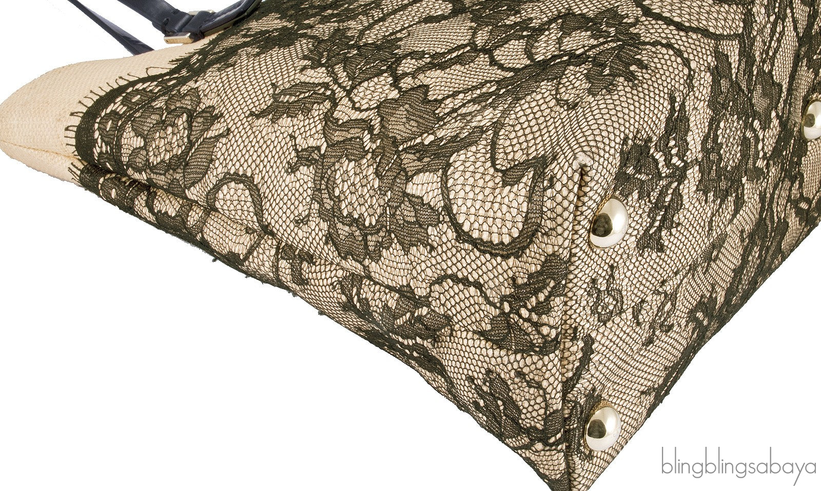 Beige Raffia & Lace Tote
