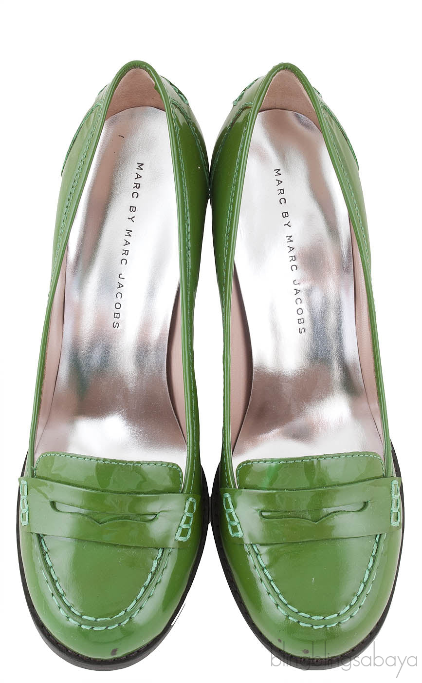 Green Patent Loafer Heels
