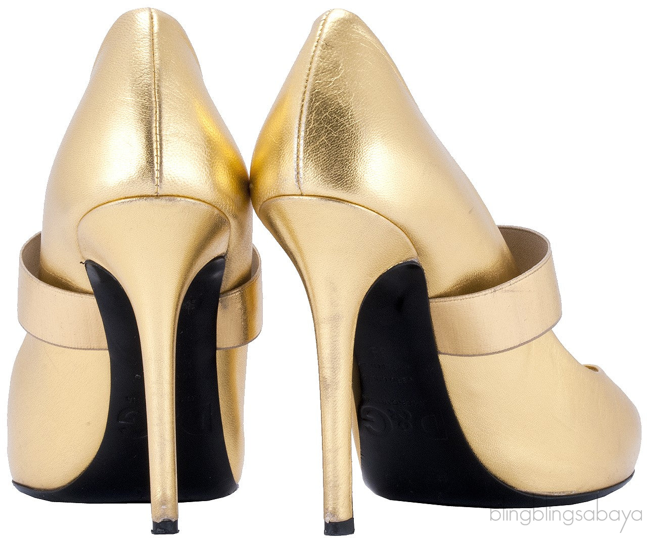 Gold Peep Toe Pump