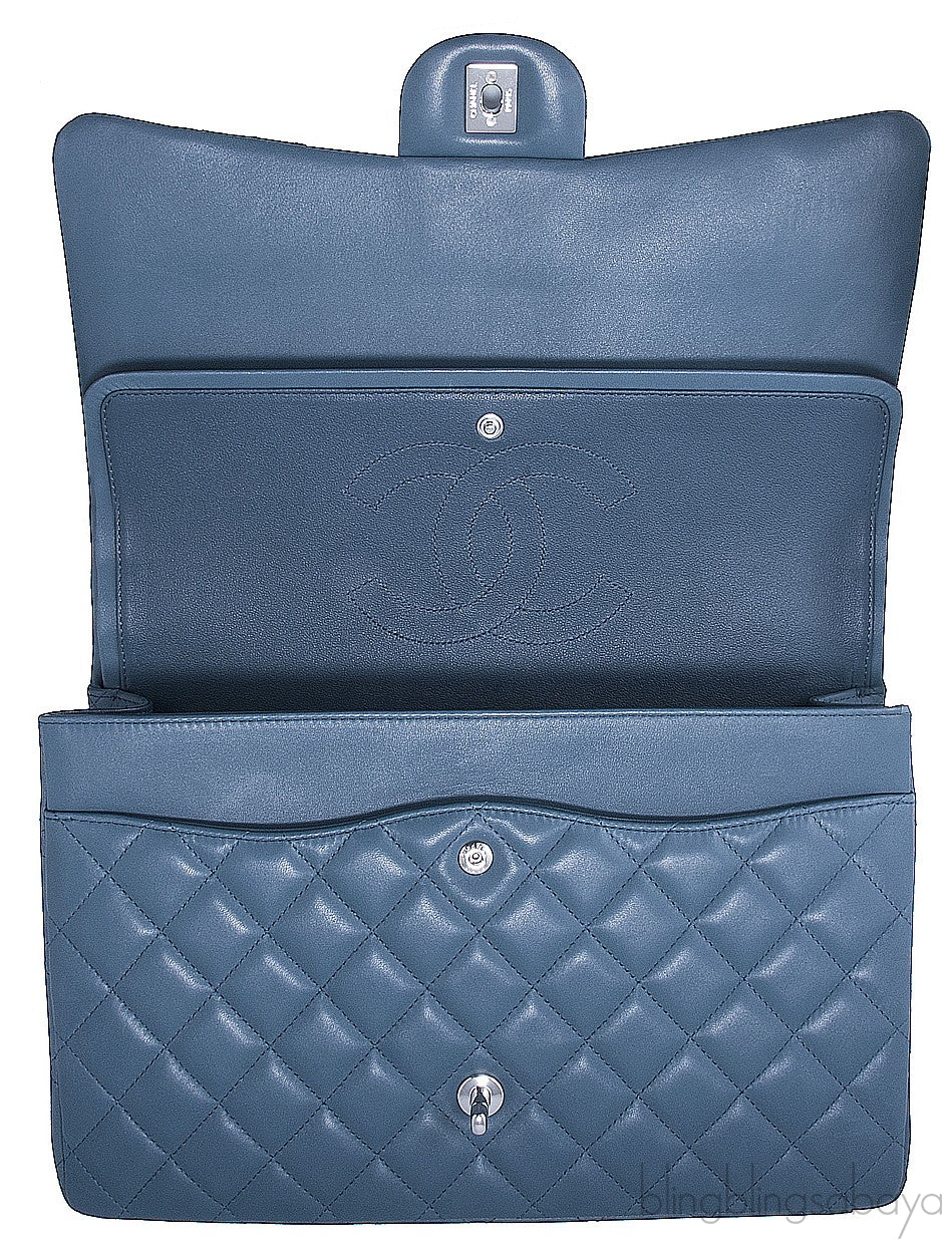Maxi Jumbo Blue Tempete Flap Bag