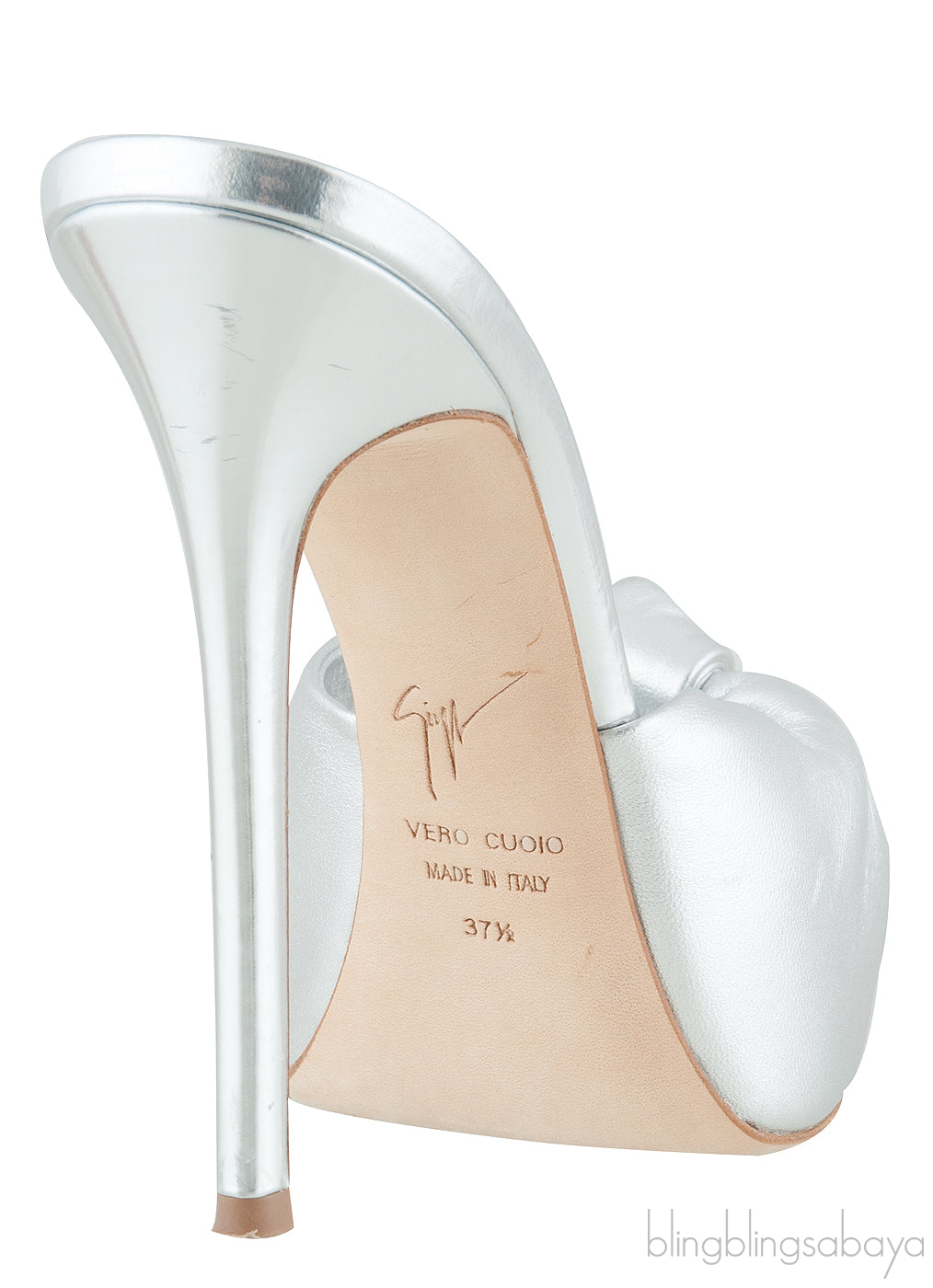 Silver Leather Mule