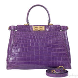 Fendi Purple Crocodile Medium Peekaboo GHW