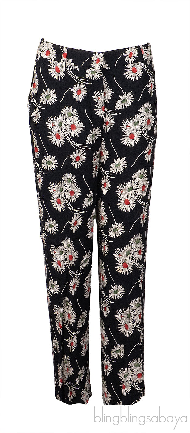 Prada Black Floral Satin Pajama