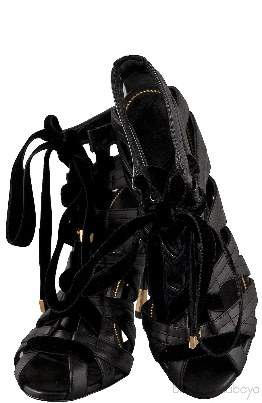 Black Strappy Peep Toe Sandals