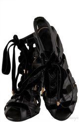 Black Strappy Peep Toe Sandals