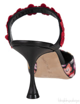 Chamaca 70 Appliquéd Floral-print Linen Mules