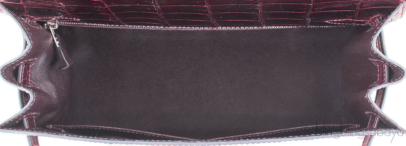 Kelly 28 Bordeaux Crocodile PHW