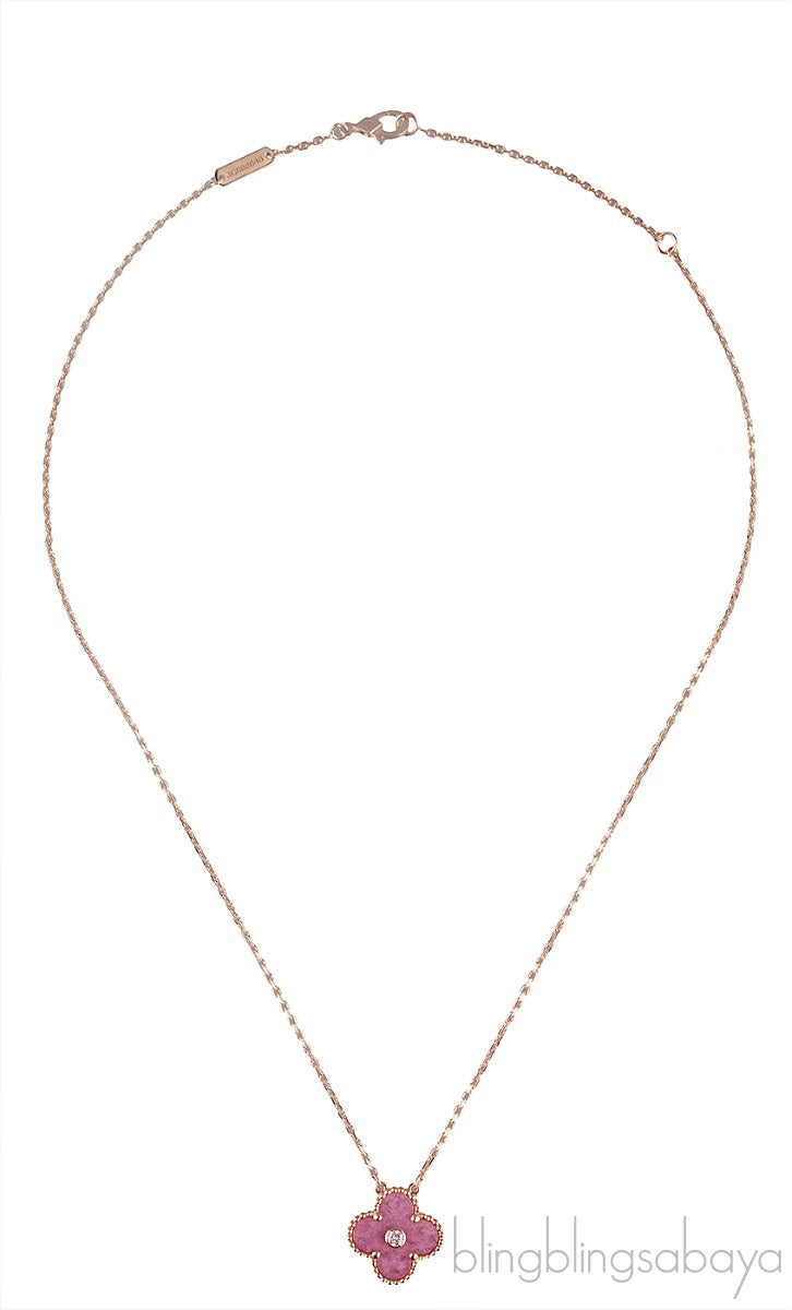 Pink Vintage Alhambra Holiday Pendant Necklace