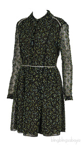 Fendi Green Embellished Long Sleeve Mini Dress M