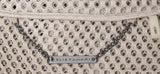 Elie Tahari Beige Perforated Mesh Leather Cardigan