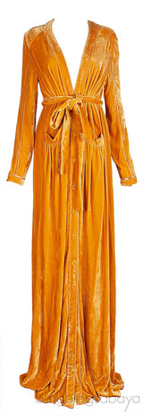 Marigold-Yellow Velvet Dress