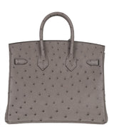 Hermes Special Order Birkin 25 Gris Tourterelle Ostrich and Toffee GHW
