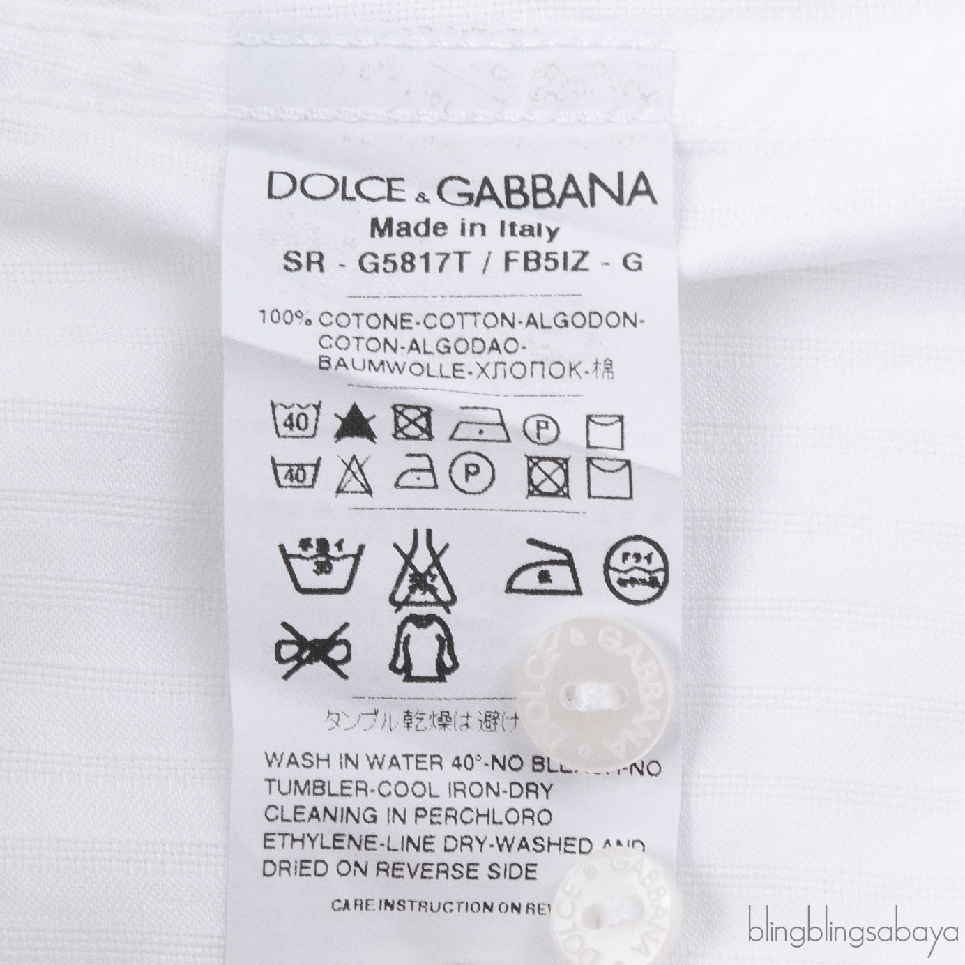 Dolce & Gabbana Gold White Cotton Long Sleeve Shirt