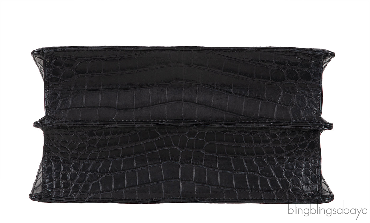 Maxime Black Crocodile Bag