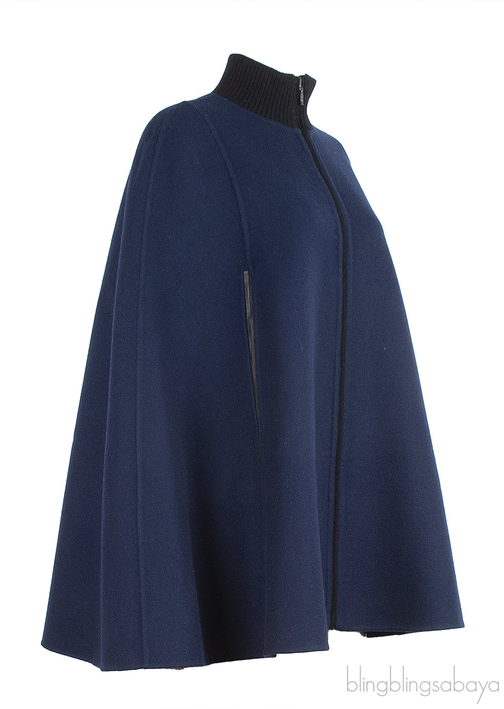 Loro Piana Black & Blue Reversible Cashmere Cape