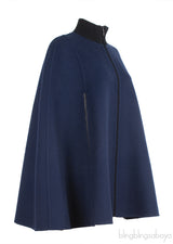 Loro Piana Black & Blue Reversible Cashmere Cape