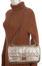 Metallic Gold Perforated Drill Flap Bag