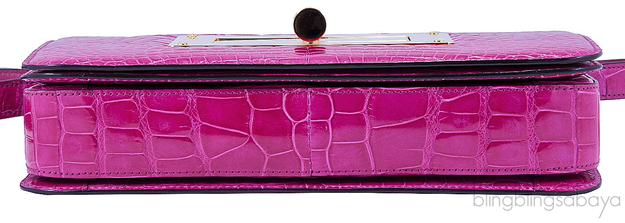 Natalia Croc Fuchsia Shoulder Bag