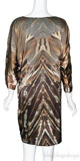 Brown Feather Print Dress