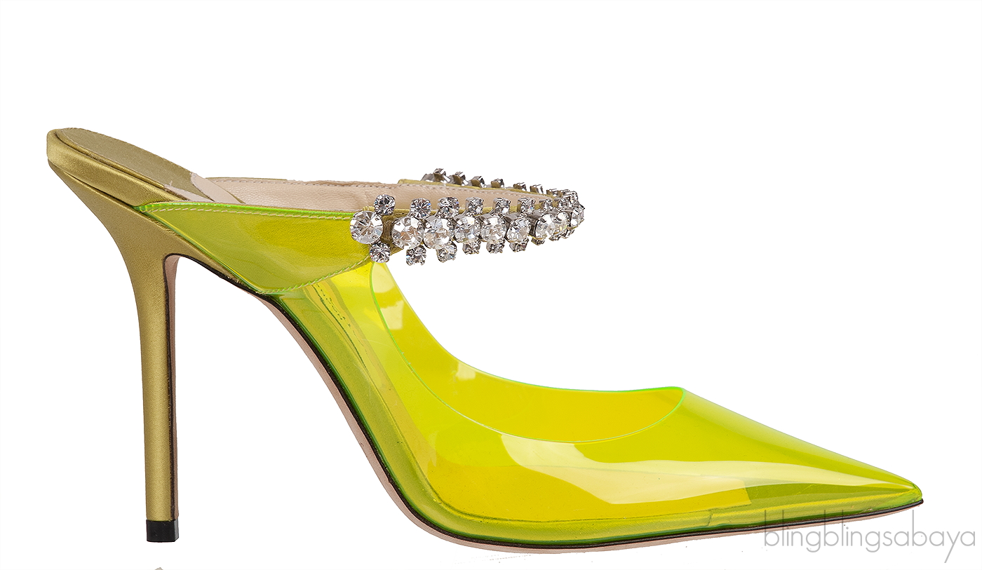 Jimmy Choo Bing Green PVC 100 mm Crystal