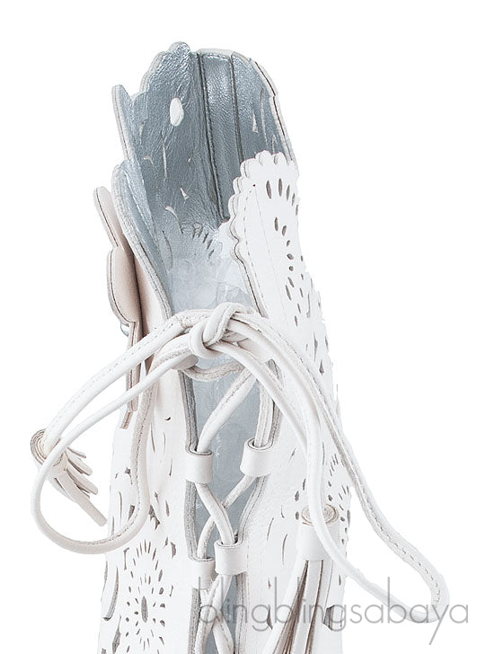 White Floral Laser Cut Heels