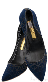 Geometric Blue Mesh Heels