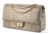 Metallic Gold Crocodile Flap Bag